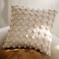 HKM-563411 Cream Color Advanced Retro Style Knotted Pillow Cover - Square, 45x45cm, Various Unique Patterns