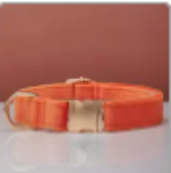 HKM-563475 Velvet Dog Collar and Leash Set with Bow Tie, Cotton Lining and Metal Buckle