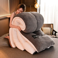 HKM-563603 Double-Sided Milk Velvet Quilt for Winter - Warm Fleece Comfort in Grey, Pink, Blue, Fruit Green, and Blue Grey