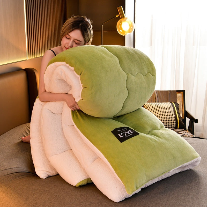 HKM-563603 Double-Sided Milk Velvet Quilt for Winter - Warm Fleece Comfort in Grey, Pink, Blue, Fruit Green, and Blue Grey