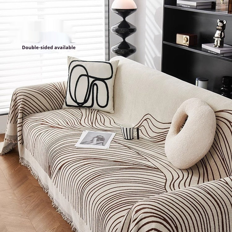 HKM-563667 Universal Anti-Scratching Sofa Cover Blanket in Modern Stripe Patterns