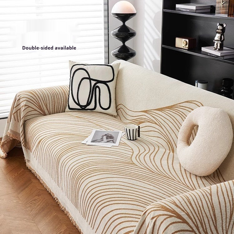 HKM-563667 Universal Anti-Scratching Sofa Cover Blanket in Modern Stripe Patterns