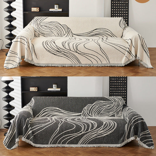 HKM-563667 Universal Anti-Scratching Sofa Cover Blanket in Modern Stripe Patterns