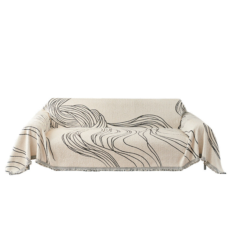 HKM-563667 Universal Anti-Scratching Sofa Cover Blanket in Modern Stripe Patterns
