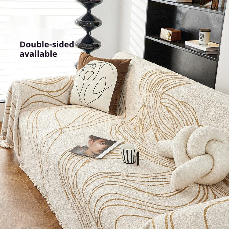 HKM-563667 Universal Anti-Scratching Sofa Cover Blanket in Modern Stripe Patterns