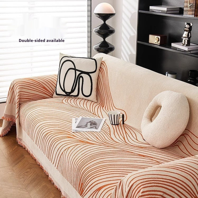 HKM-563667 Universal Anti-Scratching Sofa Cover Blanket in Modern Stripe Patterns
