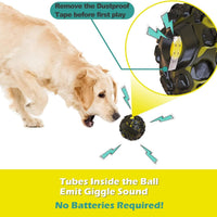 HKM-563795 Durable Interactive Chew Dog Ball with Giggle Sound - Non-Toxic Rubber, Teeth Cleaning Design, Black and Yellow