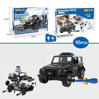 HKM-563859 Puzzle Assembly Fire Truck Toy with Lights and Sounds for Kids, Educational DIY Building Block Set