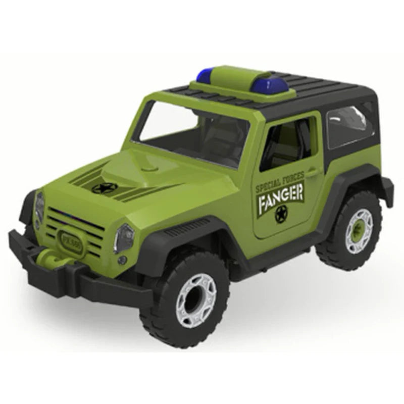 KTX-563859 Puzzle Assembly Fire Truck Toy with Lights and Sounds for Kids, Educational DIY Building Block Set