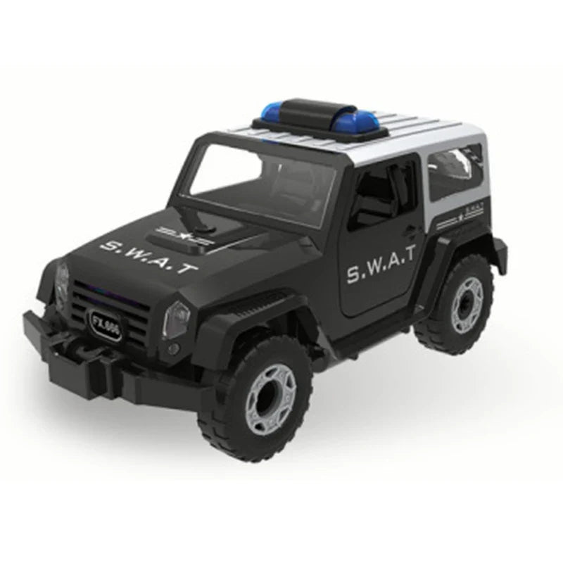 KTX-563859 Puzzle Assembly Fire Truck Toy with Lights and Sounds for Kids, Educational DIY Building Block Set