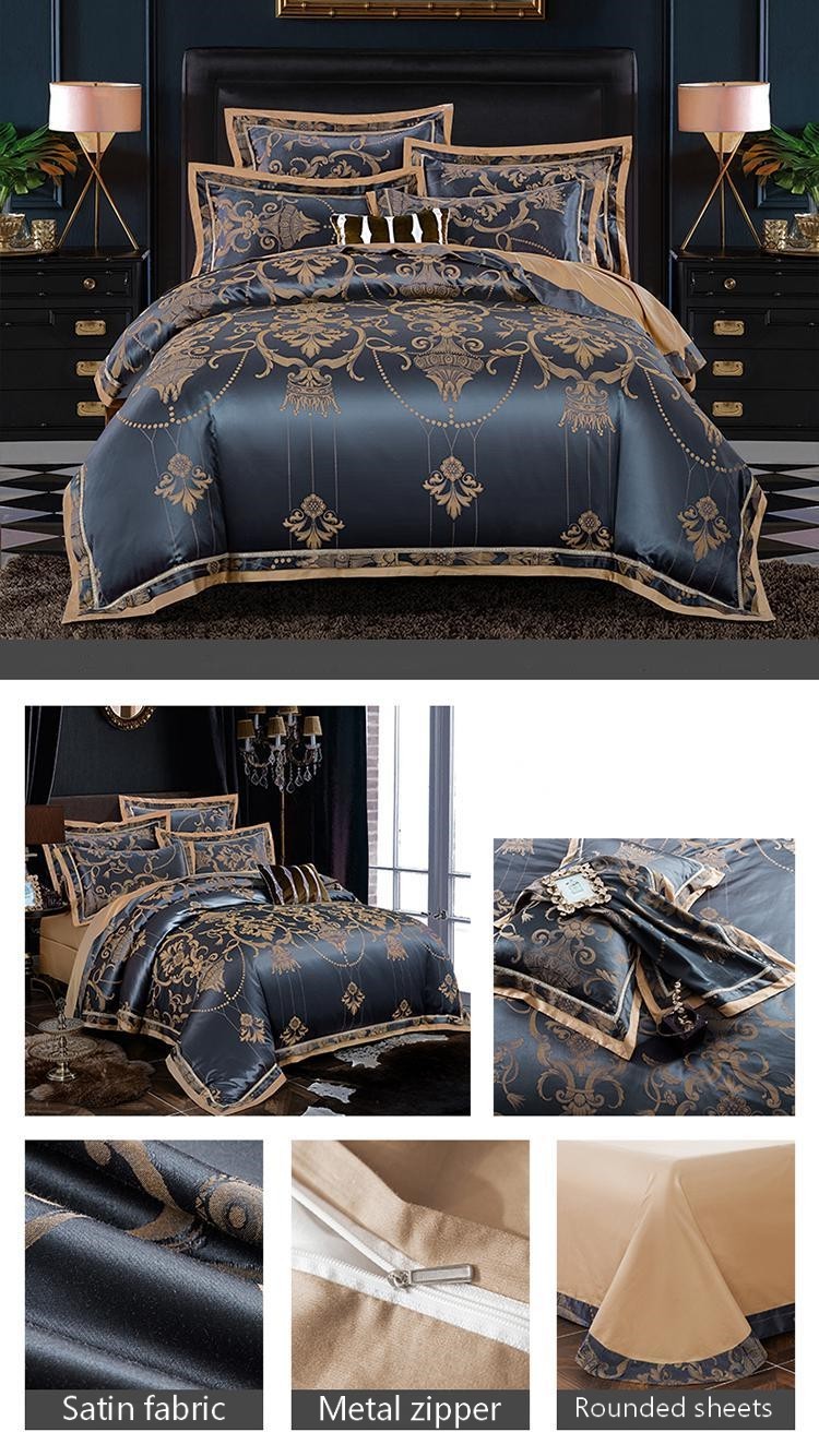 HKM-563923 Luxury Tencel Cotton Satin Jacquard Quilt Cover Set - Available in 4-Piece and 6-Piece Options