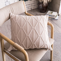 HKM-563987 Nordic Geometric Rope Knot Pillow Cushion - Modern Polyester Fiber Design