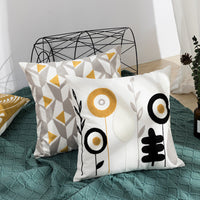 HKM-564051 Nordic Cotton Lumbar Pillow Cover with Chain Embroidery and Floral Patterns