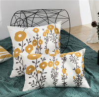 HKM-564051 Nordic Cotton Lumbar Pillow Cover with Chain Embroidery and Floral Patterns