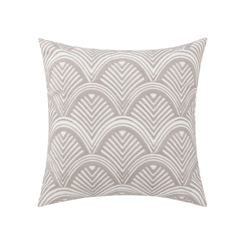 HKM-564051 Nordic Cotton Lumbar Pillow Cover with Chain Embroidery and Floral Patterns