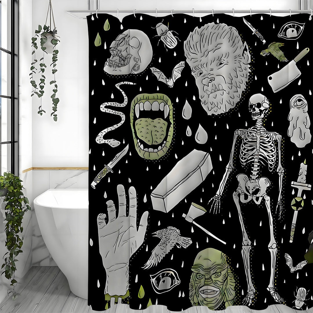 HKM-564307 Waterproof Polyester Shower Curtain - Semi-Sunshade Bathroom Curtain, Various Sizes Available