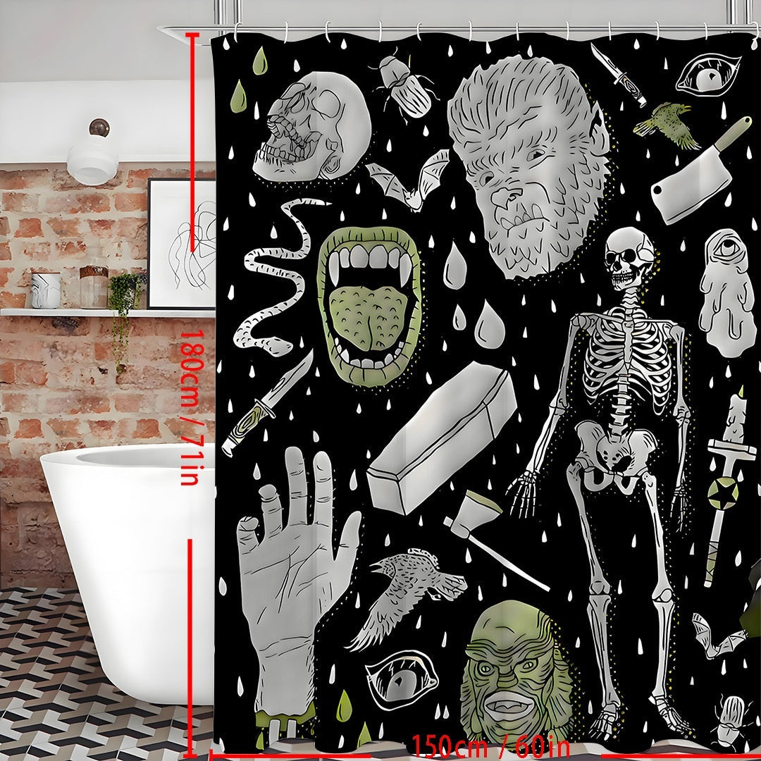 HKM-564307 Waterproof Polyester Shower Curtain - Semi-Sunshade Bathroom Curtain, Various Sizes Available