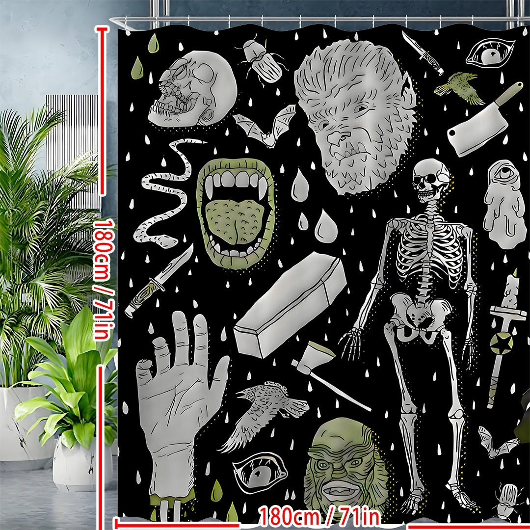 HKM-564307 Waterproof Polyester Shower Curtain - Semi-Sunshade Bathroom Curtain, Various Sizes Available