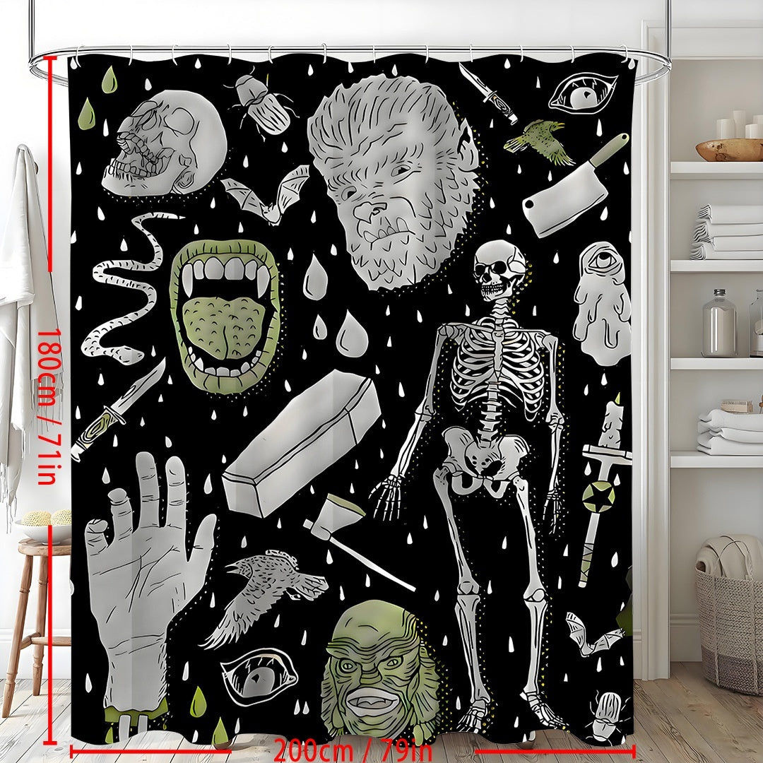 HKM-564307 Waterproof Polyester Shower Curtain - Semi-Sunshade Bathroom Curtain, Various Sizes Available