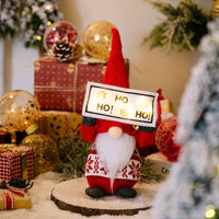 HKM-564371 Faceless Doll Ornament with Lighted Hat - Christmas Decorative Figure for Holiday Decor