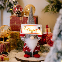 HKM-564371 Faceless Doll Ornament with Lighted Hat - Christmas Decorative Figure for Holiday Decor