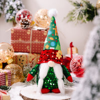 HKM-564371 Faceless Doll Ornament with Lighted Hat - Christmas Decorative Figure for Holiday Decor