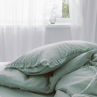 HKM-564435 Washed Cotton Ruffle Pillowcase in Multiple Colors - European Style 48x74 Cm Cover