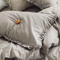 HKM-564435 Washed Cotton Ruffle Pillowcase in Multiple Colors - European Style 48x74 Cm Cover