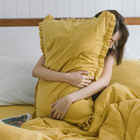 HKM-564435 Washed Cotton Ruffle Pillowcase in Multiple Colors - European Style 48x74 Cm Cover