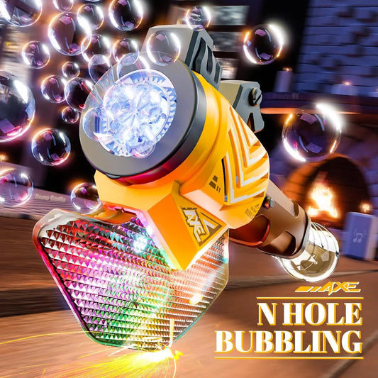 HKM-564563 Automatic Light-Up Axe Wand Bubble Machine for Kids - Fun Outdoor Bubble Blaster