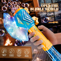 HKM-564563 Automatic Light-Up Axe Wand Bubble Machine for Kids - Fun Outdoor Bubble Blaster