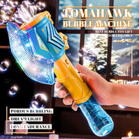 HKM-564563 Automatic Light-Up Axe Wand Bubble Machine for Kids - Fun Outdoor Bubble Blaster