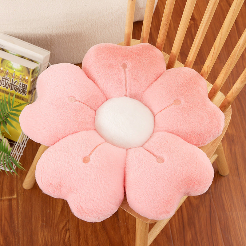 HKM-564563 Creative Flower Plush Cushion Pillow – Milky White, Sunflower, Lake Blue, Emerald, Pink, Gray, Purple, White, Yellow – 35cm/45cm/50cm