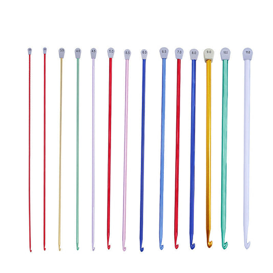 HKM-564755 Alumina Crochet Needle Set - 14 Sizes for Knitting Sweaters, Scarves, and Socks, Length 35cm