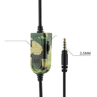 HKM-564819 Camouflage Wired Gaming Headset with Microphone - Army Green Color, 3.5mm Plug, 40mm Drivers