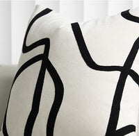 HKM-564883 Black and White Suede Abstract Geometric Line Waist Pillowcase for Sofa