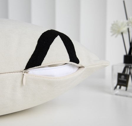 HKM-564883 Black and White Suede Abstract Geometric Line Waist Pillowcase for Sofa