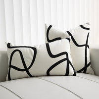HKM-564883 Black and White Suede Abstract Geometric Line Waist Pillowcase for Sofa