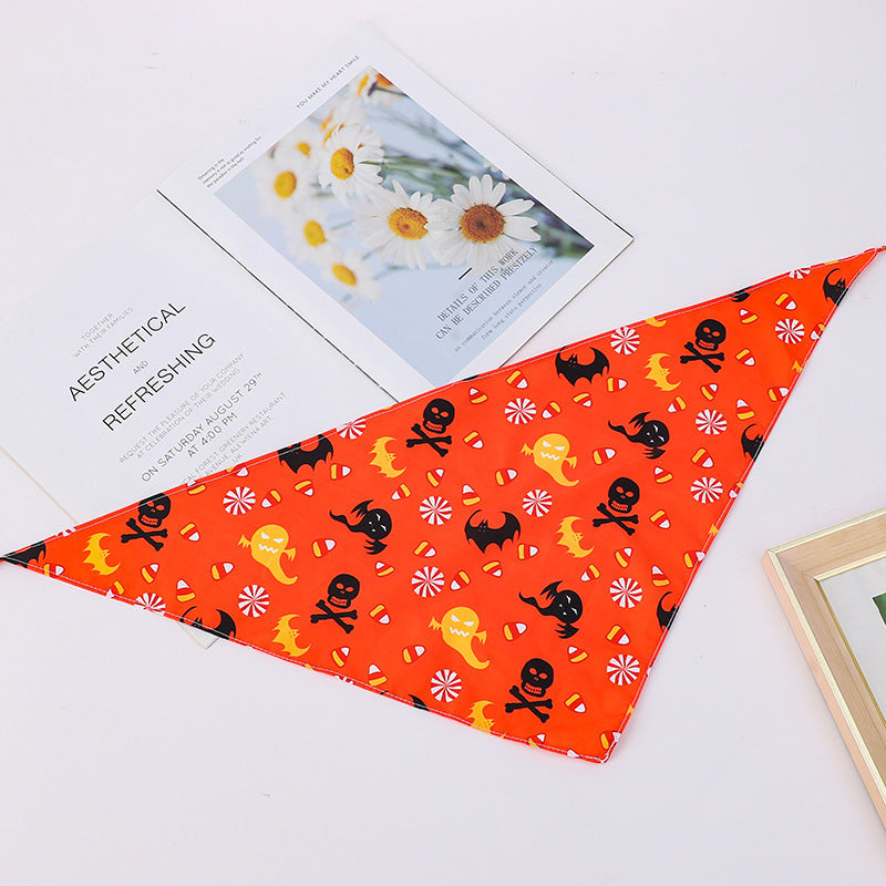HKM-565011 Cartoon Pattern Nylon Pet Scarf for Dogs and Cats - Casual Wear for All Seasons