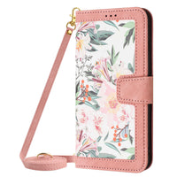 HKM-565011 Floral Flip Leather Case with Lanyard for iPhone Models