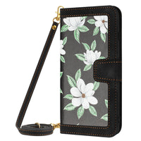 HKM-565011 Floral Flip Leather Case with Lanyard for iPhone Models