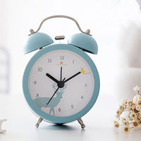 HKM-565075 Colorful 3-Inch Round Alarm Clock in Pink Cat, Gray Bear, Blue Elk, or Beige