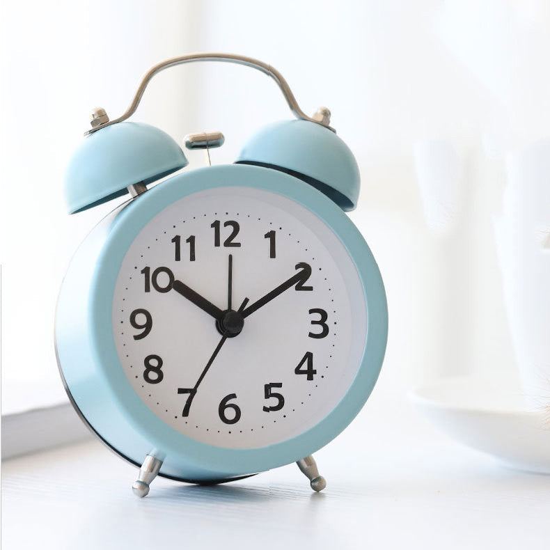 HKM-565075 Colorful 3-Inch Round Alarm Clock in Pink Cat, Gray Bear, Blue Elk, or Beige