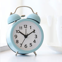 HKM-565075 Colorful 3-Inch Round Alarm Clock in Pink Cat, Gray Bear, Blue Elk, or Beige