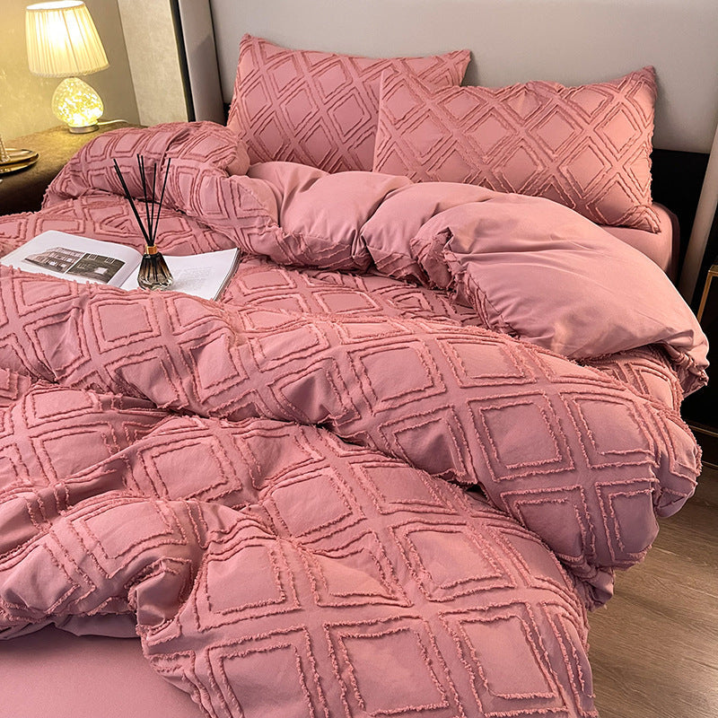 HKM-565075 Korean Solid Color Close Skin Hair Grinding Bedding Set for 1.8m Bed - Four Pieces