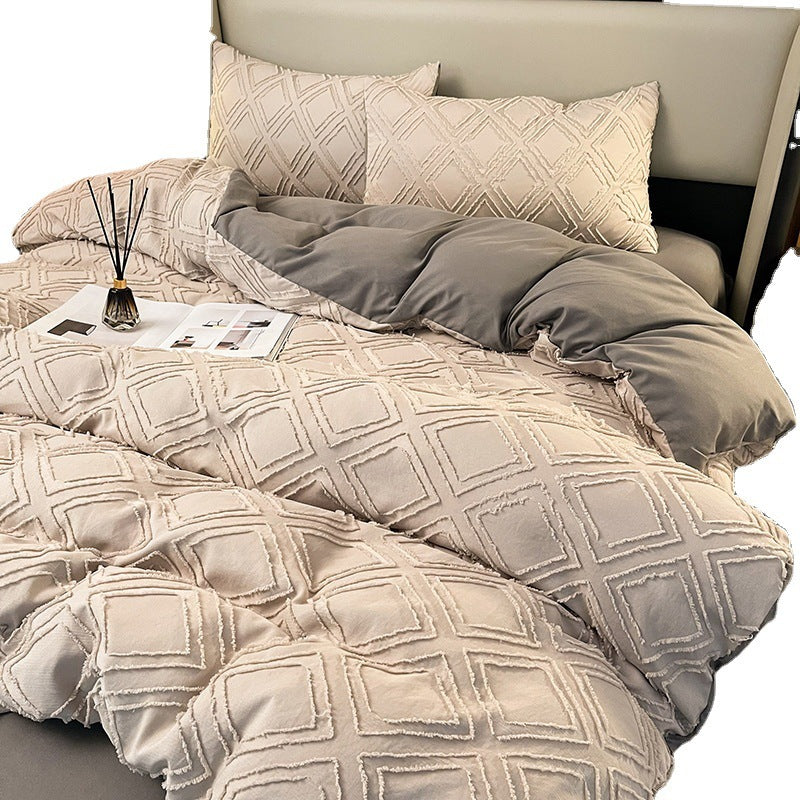 HKM-565075 Korean Solid Color Close Skin Hair Grinding Bedding Set for 1.8m Bed - Four Pieces