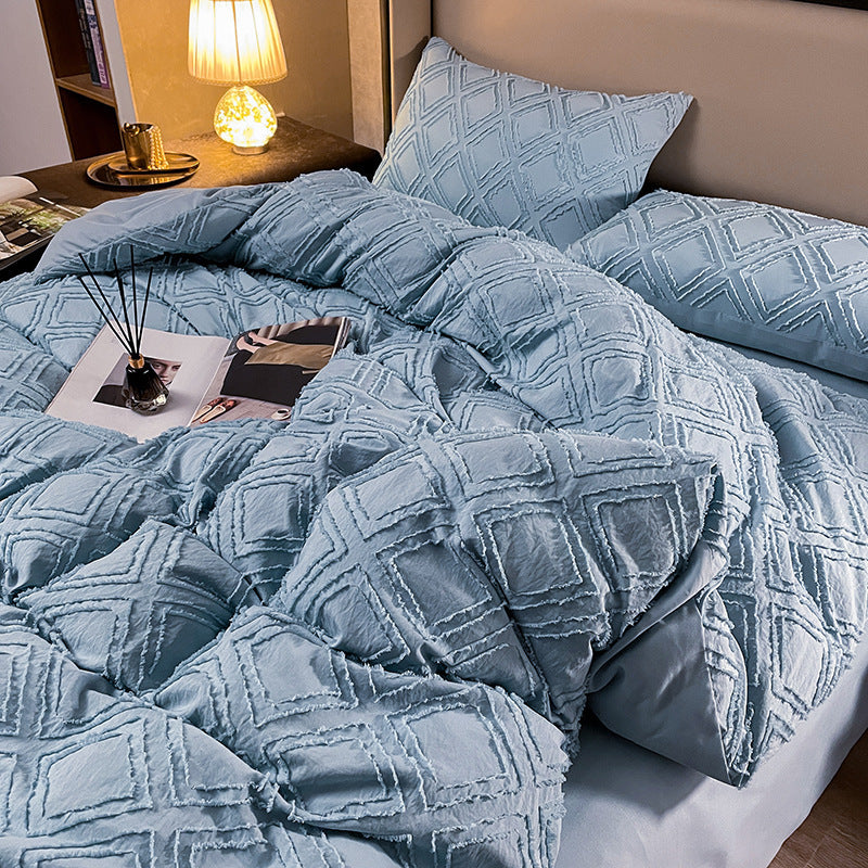 HKM-565075 Korean Solid Color Close Skin Hair Grinding Bedding Set for 1.8m Bed - Four Pieces