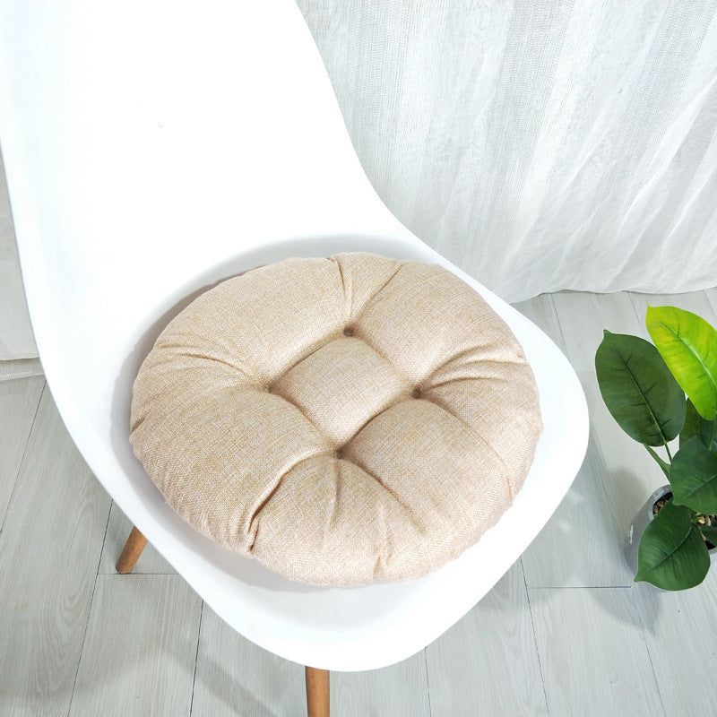 HKM-565139 Cotton and Linen Japanese Futon Cushion - Modern Steamed Bun Mat for Single Seat Sofa