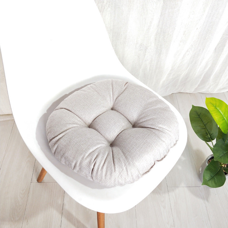 HKM-565139 Cotton and Linen Japanese Futon Cushion - Modern Steamed Bun Mat for Single Seat Sofa
