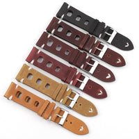 HKM-565267 Genuine Leather Cowhide Watch Band with Stainless Steel Pin Buckle - Multiple Widths Available